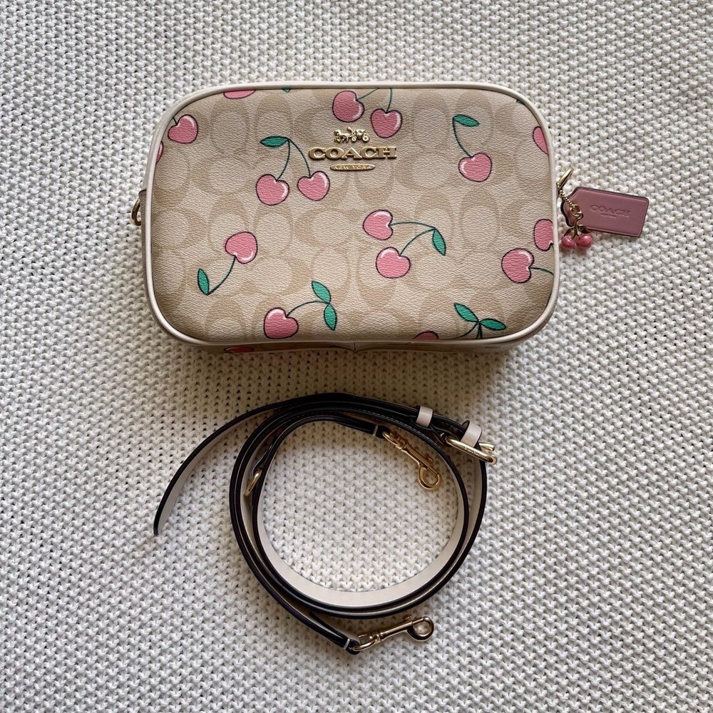 Coach Jamie Crossbody Camera Bag Pink Cherry Print